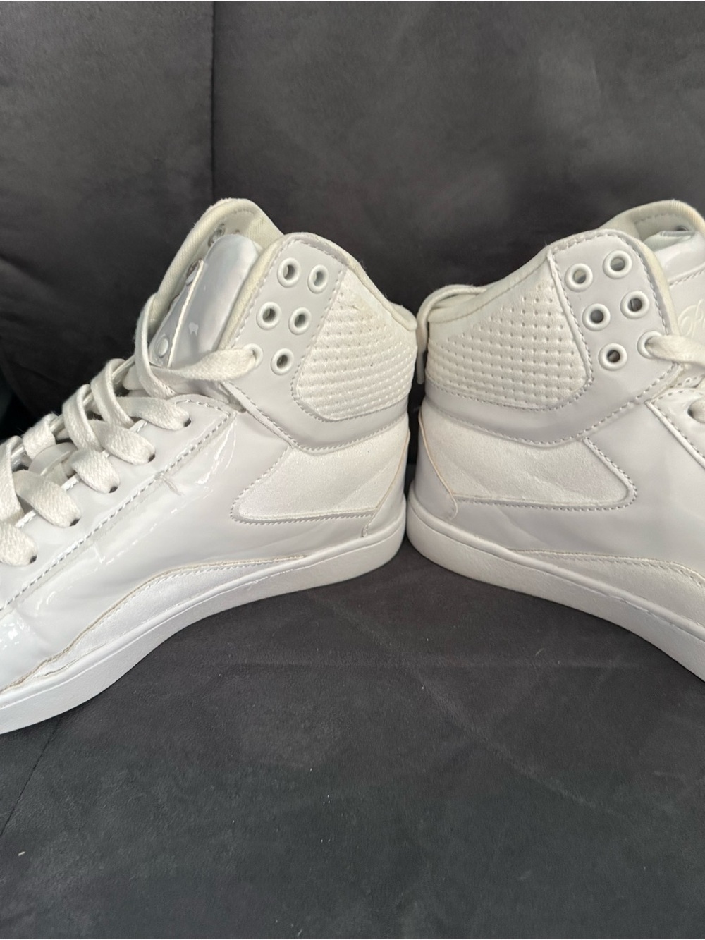 White High-Top Lace-Up Sneakers ⭐️Like New / solid white cheer shoes - Picture 4 of 9